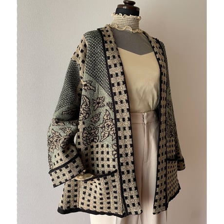Jacquard  viergeflower  knitjacket/F176