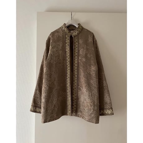 vintage Jacquard stand collar Flower Jacket　/F017