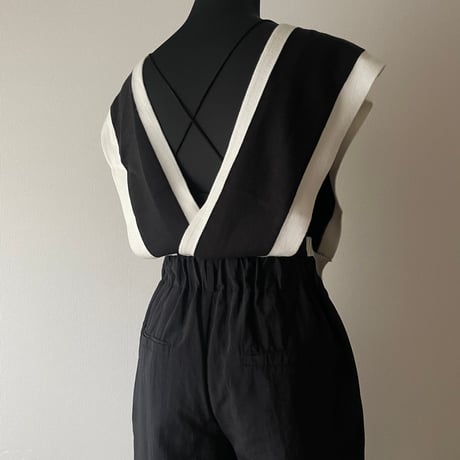 2Way Bicolor Knit Shoulder Tops/F273