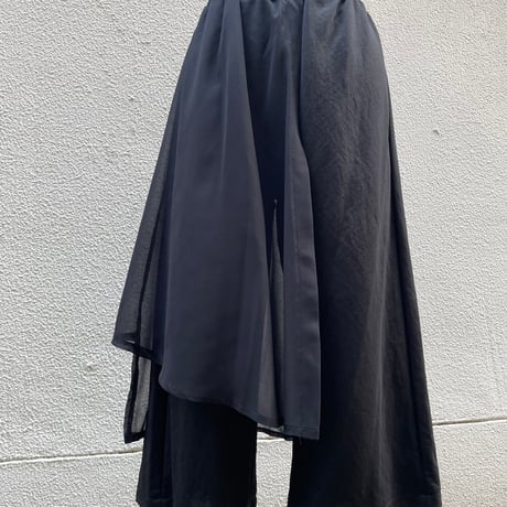 Asymmetric Sheer Layered Cropped Pants/F253
