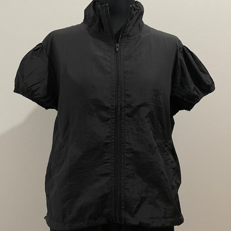 nylon  shirring zip-up tops/F264