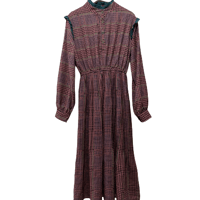 stand collar frill shoulder dress　/F063