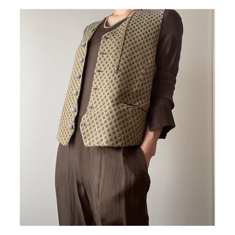 Vintage Jacquard Pattern Vest/F283