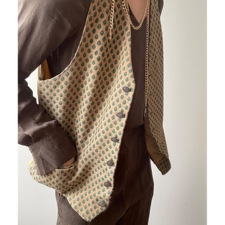 Vintage Jacquard Pattern Vest/F283