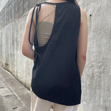 Back Open Nylon Sleeveless Top/F282