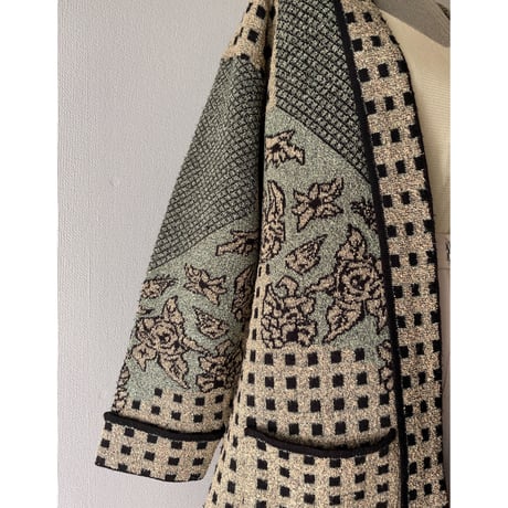 Jacquard  viergeflower  knitjacket/F176