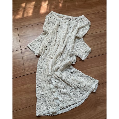 クロシェ編ハーフスリーブトップス　/F065