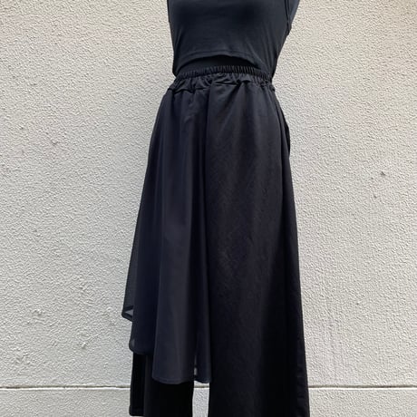 Asymmetric Sheer Layered Cropped Pants/F253
