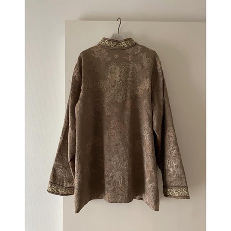 vintage Jacquard stand collar Flower Jacket　/F017