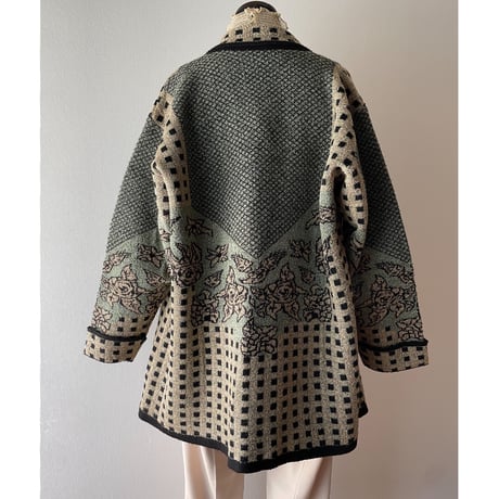 Jacquard  viergeflower  knitjacket/F176