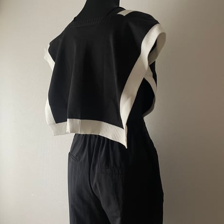 2Way Bicolor Knit Shoulder Tops/F273