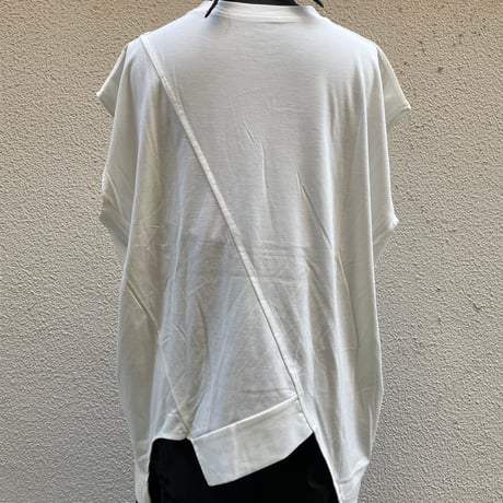 Zip-Slit Asymmetric French Sleeve Tops/F255