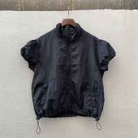 nylon  shirring zip-up tops/F264
