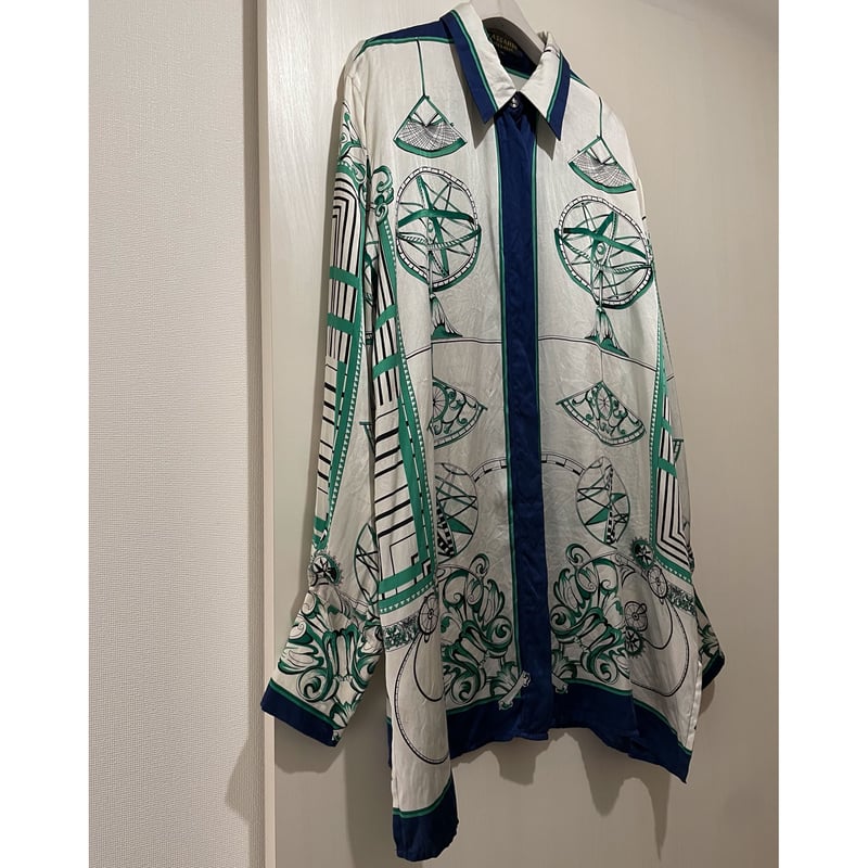MASSARDI Gold Label scarf柄 silk shirt /F147 | F