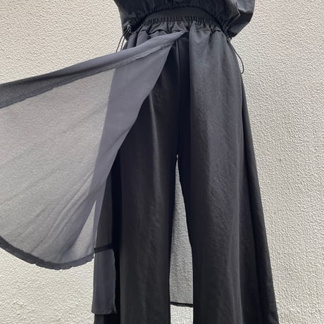 Asymmetric Sheer Layered Cropped Pants/F253