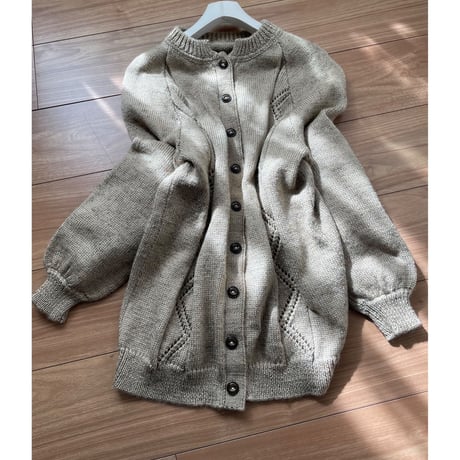 Cable  Knit puff sleeve cardigan/F197