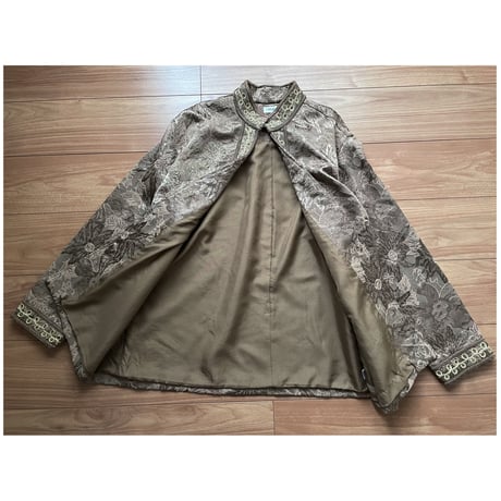 vintage Jacquard stand collar Flower Jacket　/F017