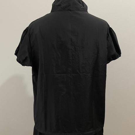 nylon  shirring zip-up tops/F264