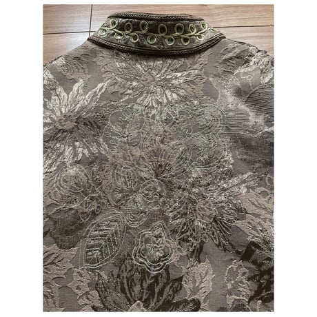 vintage Jacquard stand collar Flower Jacket　/F017