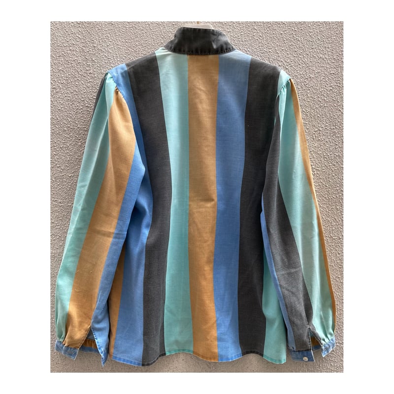 ドイツ古着 Tino soprani vintageスタンドカラーストライプシャツ /F0