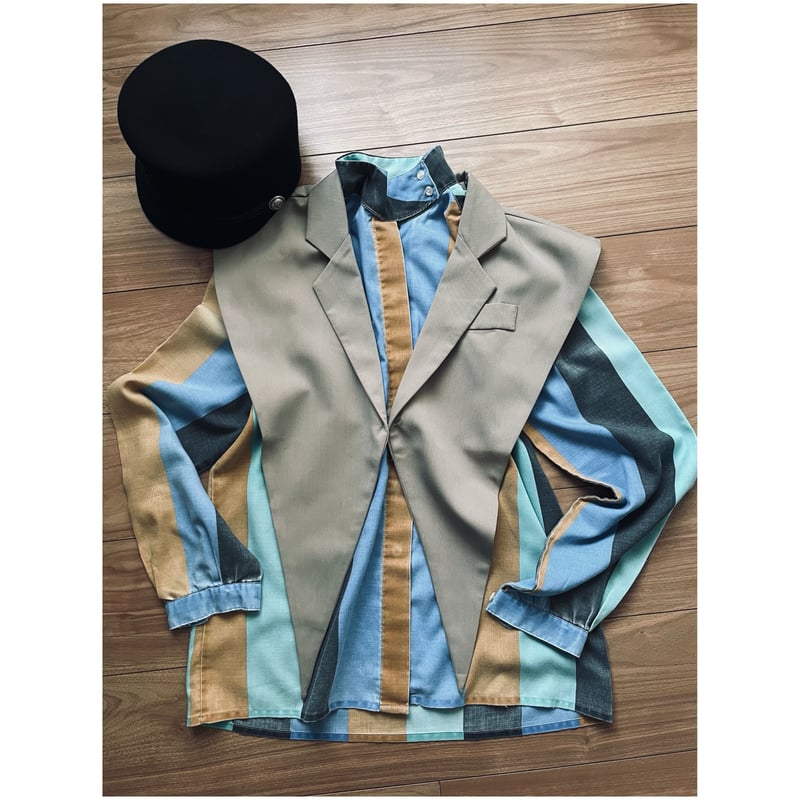 ドイツ古着 Tino soprani vintageスタンドカラーストライプ