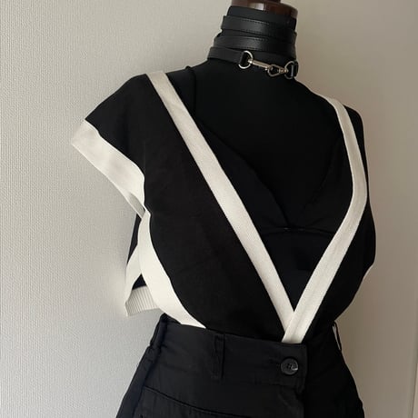 2Way Bicolor Knit Shoulder Tops/F273