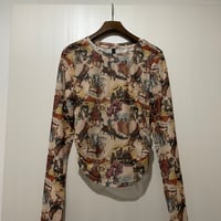 “Cowboy Chaos”  Sheer Art Print Top/F275