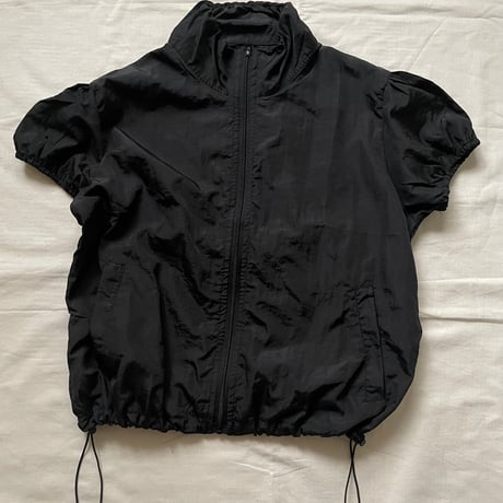 nylon  shirring zip-up tops/F264