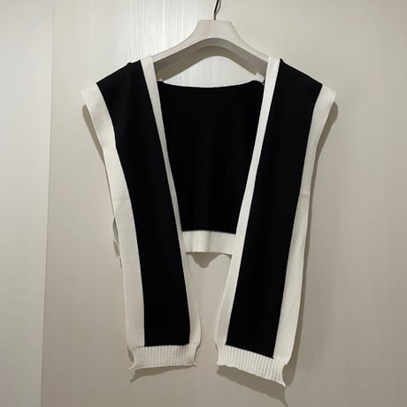2Way Bicolor Knit Shoulder Tops/F273