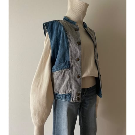 UTILITY DENIM VEST /F215