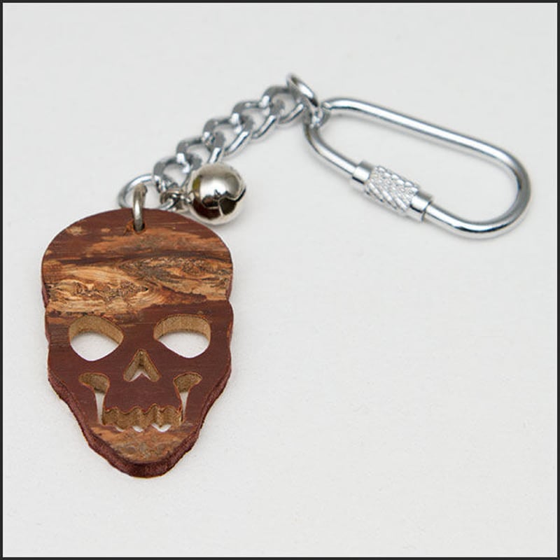 桜皮細工 スカル ストラップ＆キーホルダーセット（樺細工）当店
