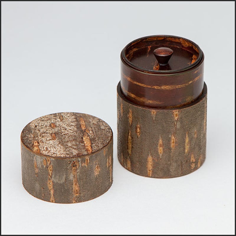 【未使用品】桜皮細工の茶筒♪2つセット 茶筒 桜皮細工 未使用品】桜皮細工の茶筒♪2つセット