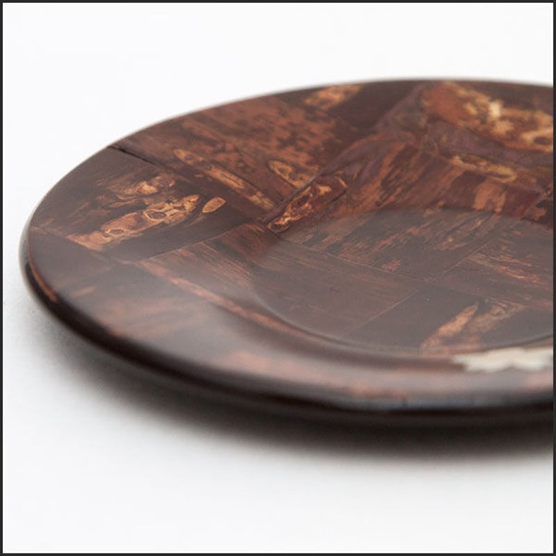 桜皮細工 丸茶托 市松 桜模様 1枚（樺細工） | 角館桜皮細工センター