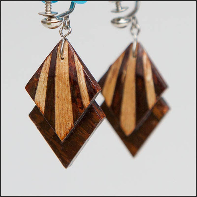 桜皮細工 ラインペンダント小＆ラインイヤリングセット（樺細工）当店