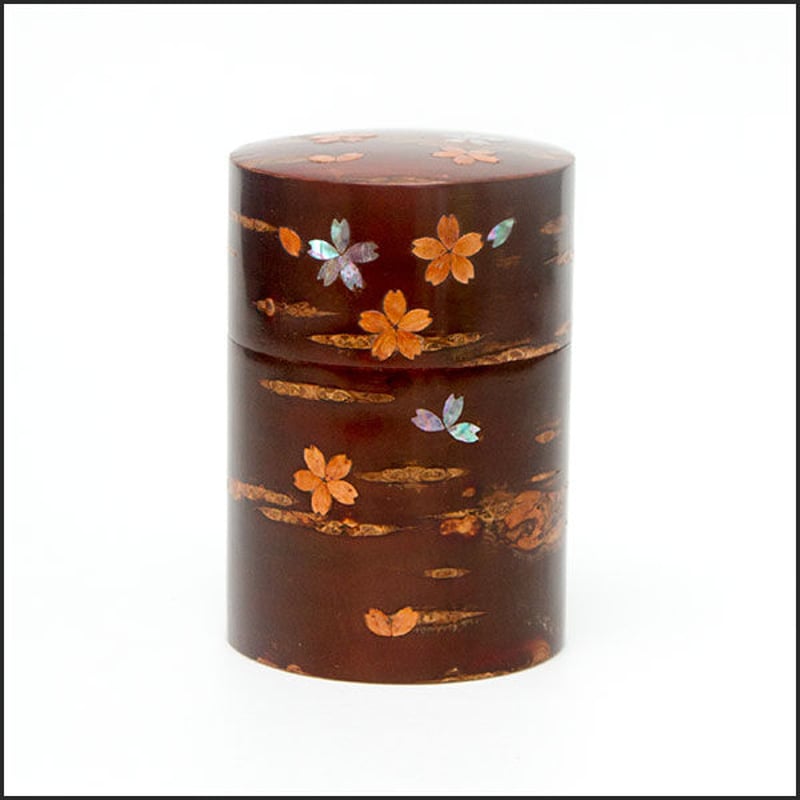 桜皮 茶筒 桜皮細工 総皮茶筒 無地小と茶さじセット（樺細工） | 角館桜皮