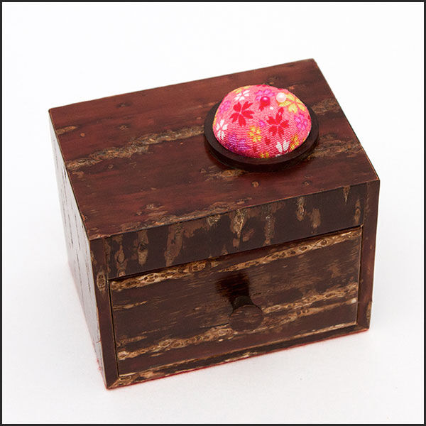 樺細工 桜皮細工 風景 山水模様 文箱 硯箱 木製 小物入れ 裁縫箱 original