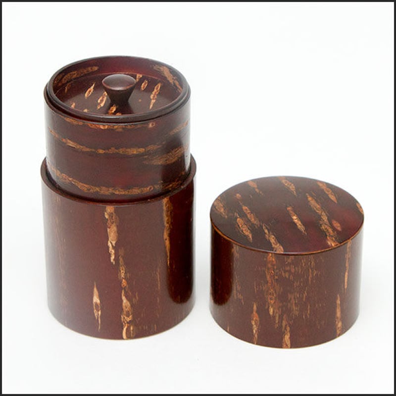 桜皮細工 総皮茶筒 たて貼細長みがき（樺細工） | 角館桜皮細工センター