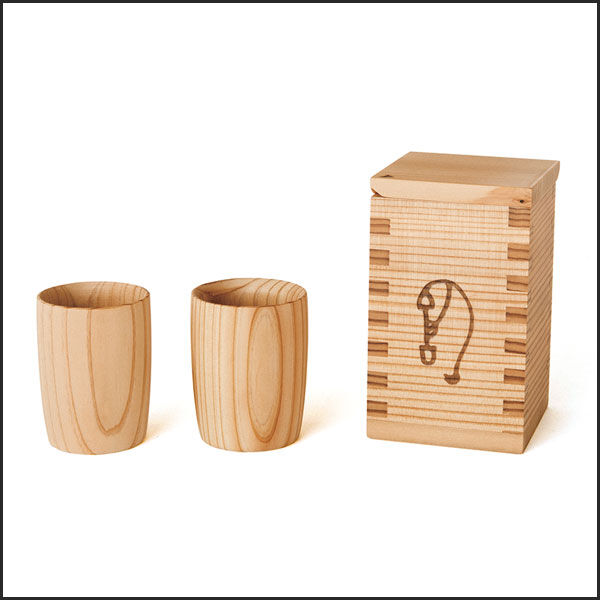 曲げわっぱ 酒器セット（杉徳利1個 ぐい呑み2個）※徳利焼印