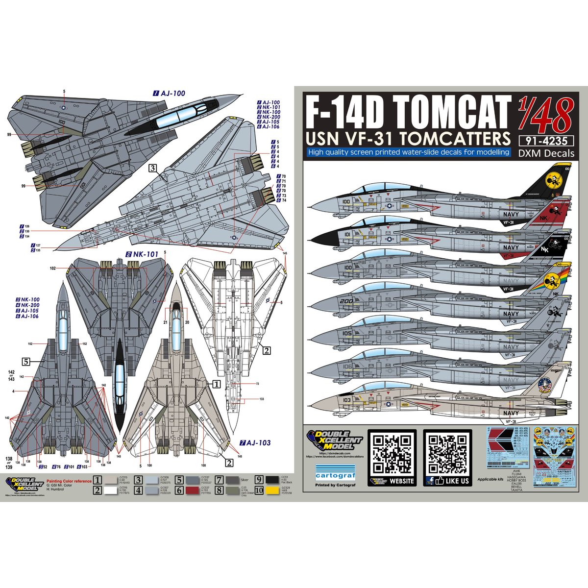 DXM Decals 91-4235 グラマン F-14Dトムキャット USN VF-31