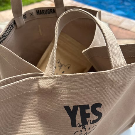 MARUGRA×DRESSSEN  MARKET BAG “YES＆JOY“ (BEIGE COLOR)