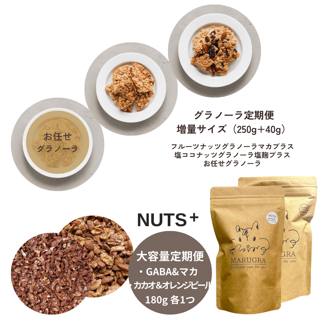 定期便】 《大容量180g》MARUGRA NUTS（GABA&マカ / カカオ＆オレンジピ