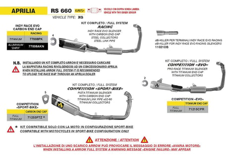 ARROW ダークアルミニウム INDY RACE EVO コンプリートエキゾーストシステム アプリリア RS 660 2025-2026
