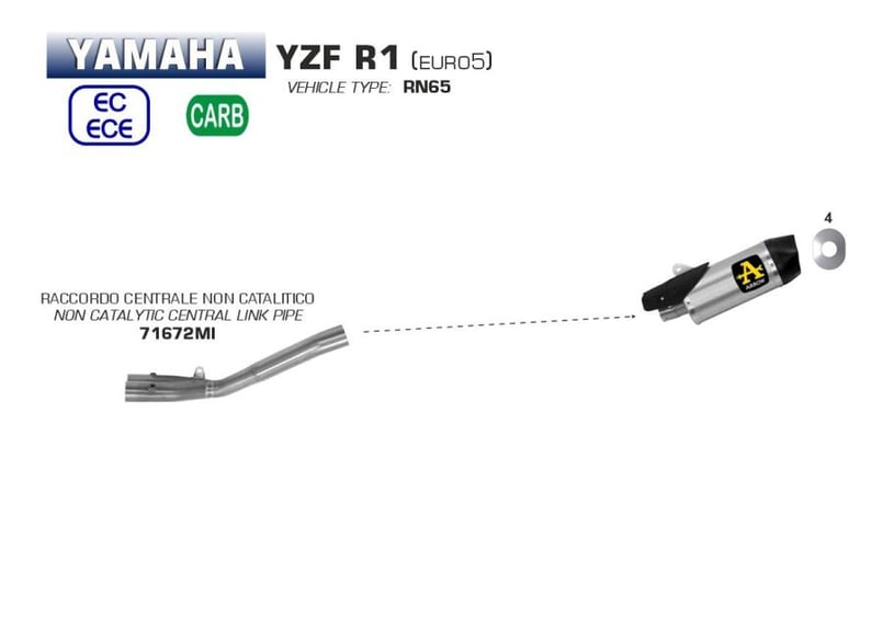 Arrow YAMAHA YZF R1/M 2015-2024 リンクパイプ + サイレンサー