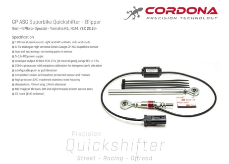 CORDONA QUICKSHIFTER KIT + BLIPPER 424EVO-SPEC YAMAHA YZF-R1 /OEM GYTR 2018-2024 （日本語マニュアル付き）