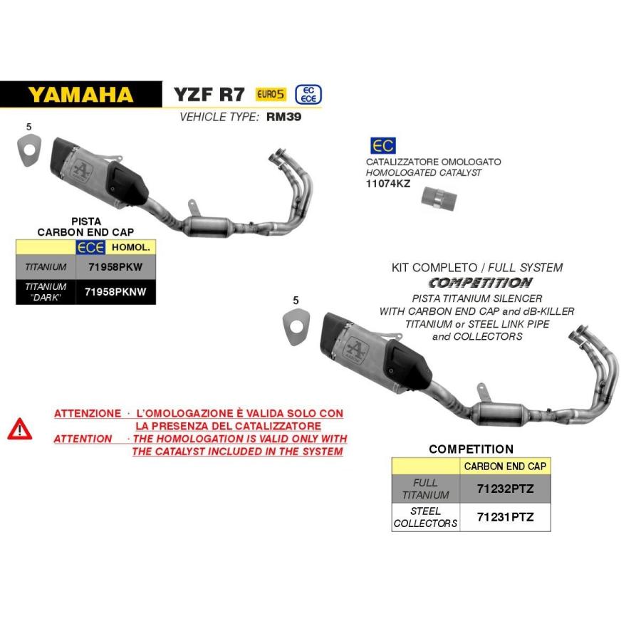 Arrow YAMAHA YZF-R7 2021-2024 フルシステム フルチタン カーボン