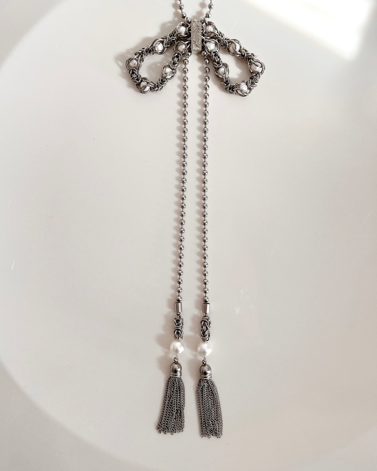ハ*ル様 【希少】Pearl ribbon tassel necklace Pearl ribbon tassel necklace | LAUGHTER