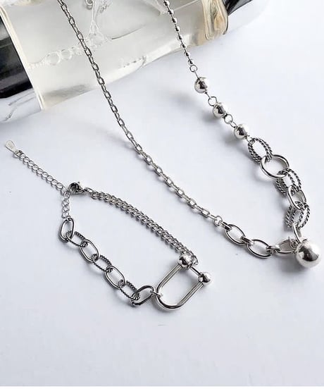mix chain necklace 【silver925pt】