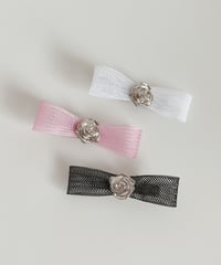 Rose tulle ribbon hair clip （1pc）