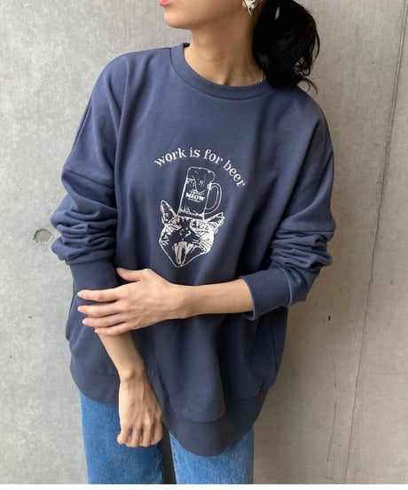 【MAISON MEOW】 work is for beer スウェット