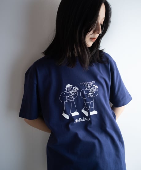 【ネバネバビーン×SAKIPON】納豆ツインズTシャツ（ネイビー）